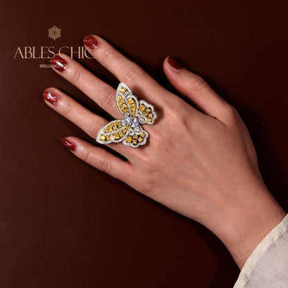 Citrine Butterfly Statement Ring R1115