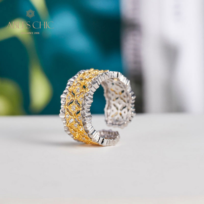 Honeycomb Fretwork Open Ring 5857