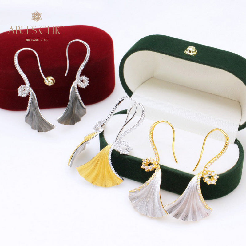 Fabric Element Ginkgo Leaf Earrings 5450