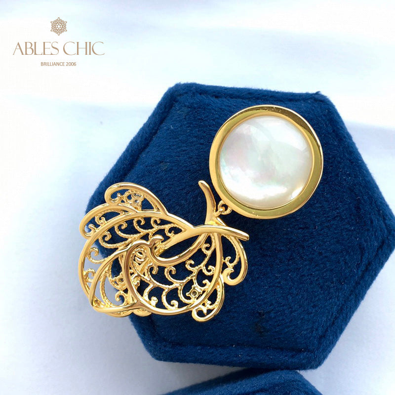 Mabe Pearl Filigree Leaf Pendant 5820