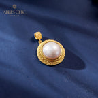 Solitaire Mabe Pearl Braided Pendant 5939
