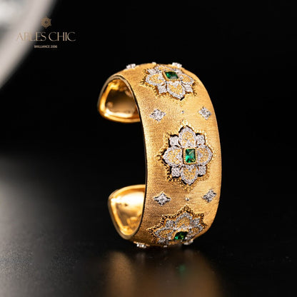 Bracelet Floral Émeraude Fretwork Dense 5228