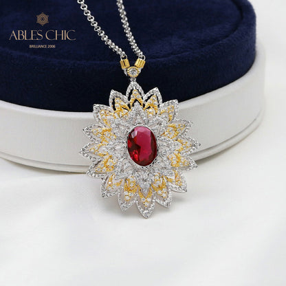 Starry Oval Blossom Necklace 5667