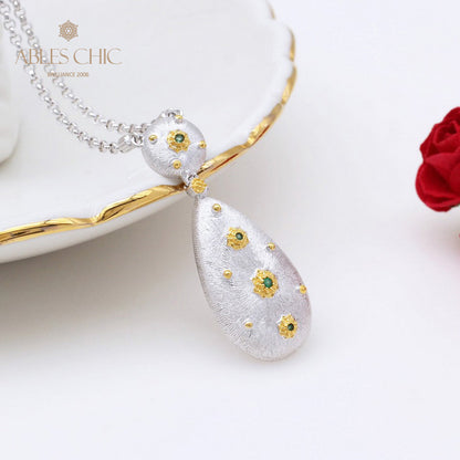 Silky Teardrop Floral Necklace 5024