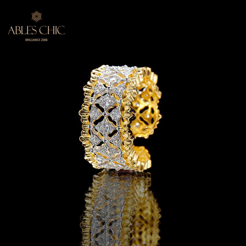 Honeycomb Fretwork Open Ring 5857