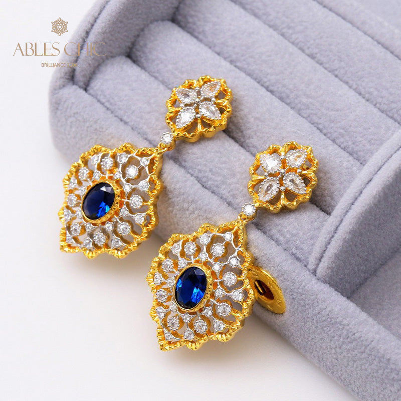 Detailed Honeycomb Floral Earrings 5117