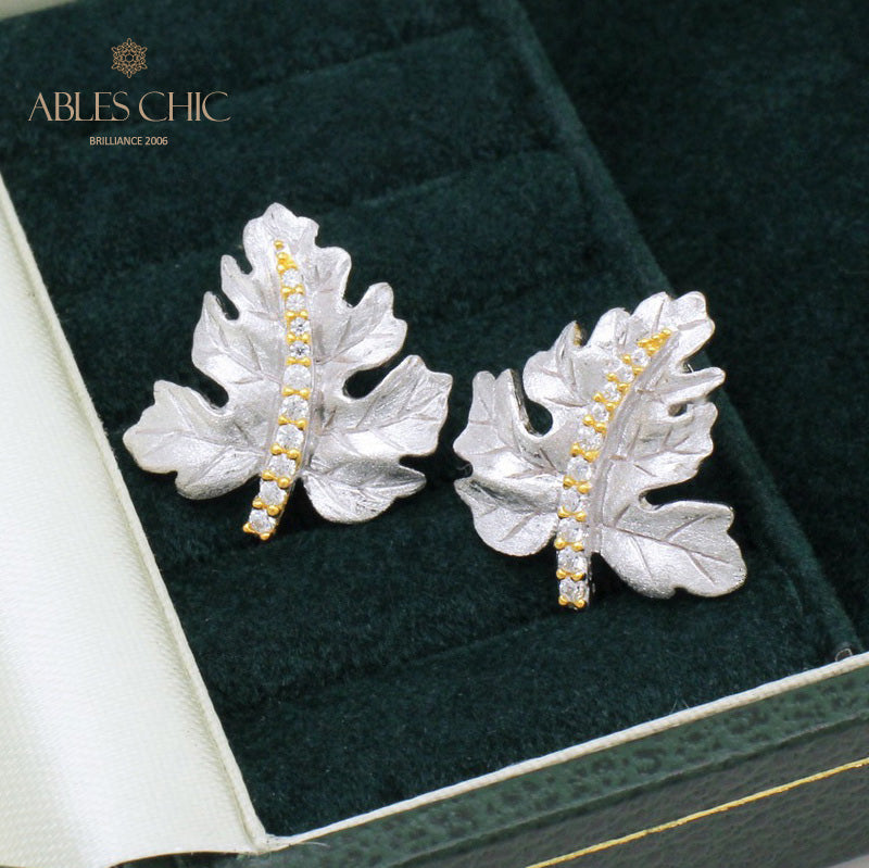 Maple Leaf Brushed Earrings 5141