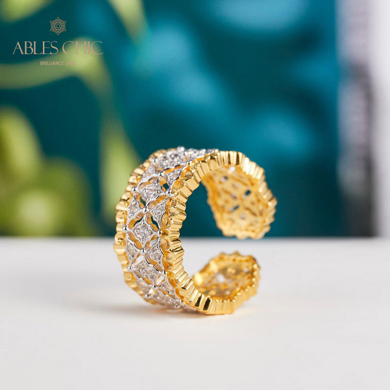 Honeycomb Fretwork Open Ring 5857