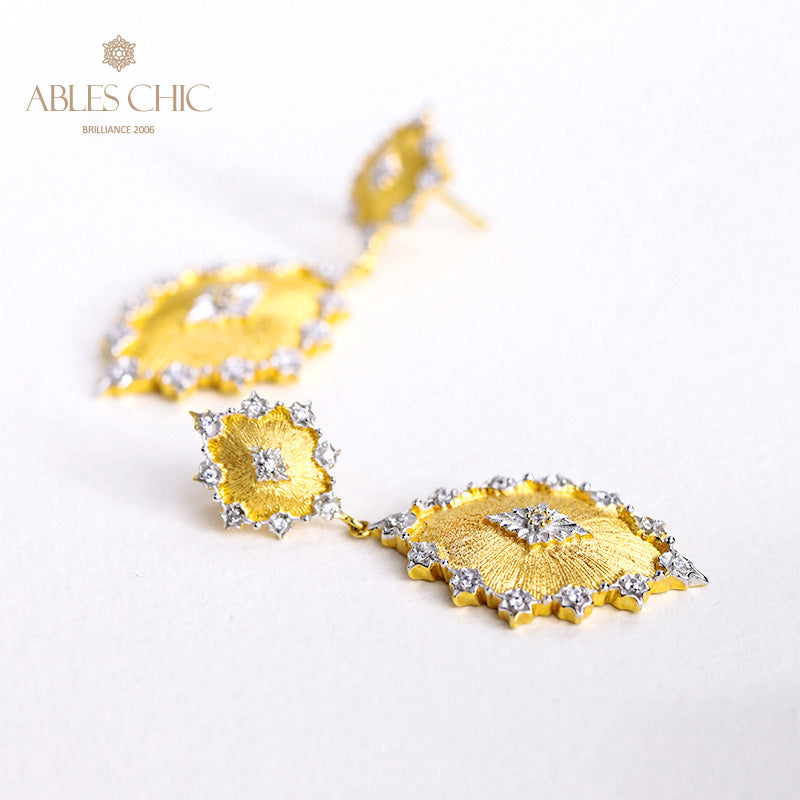 Detailed Silky Stars Floral Earrings 5278