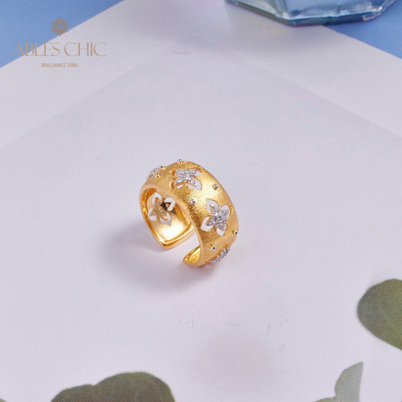 Bague florale trèfles soyeux CZ 5706