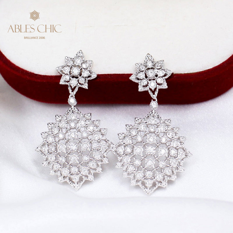 Starry Lace Fretwork Earrings 5006