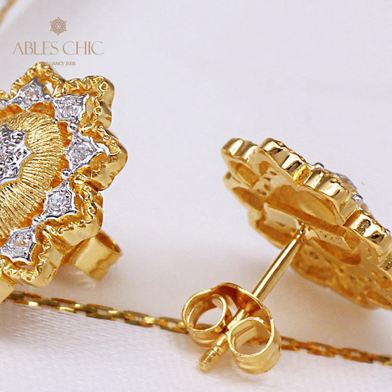 Fretwork Blossoms Flower Earrings 5262