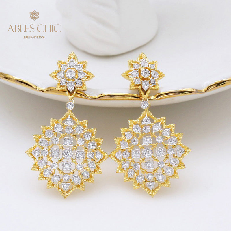 Starry Lace Fretwork Earrings 5006