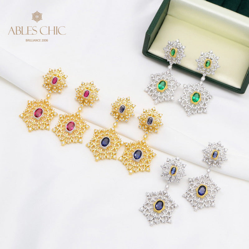 Floral Snowflake Chandelier Earrings 5654