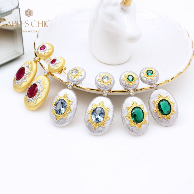 Starry Silky Oval Drop Earrings 5468