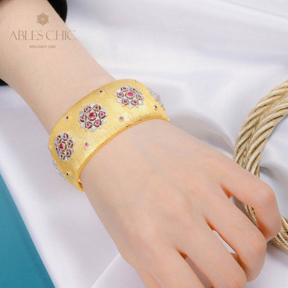 Bracelet large fleurs de rubis 5681