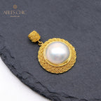 Solitaire Mabe Pearl Braided Pendant 5939