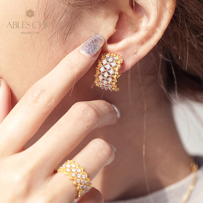 Airy Lace Honeycomb Earrings 5011