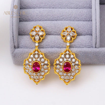 Detailed Honeycomb Floral Earrings 5117