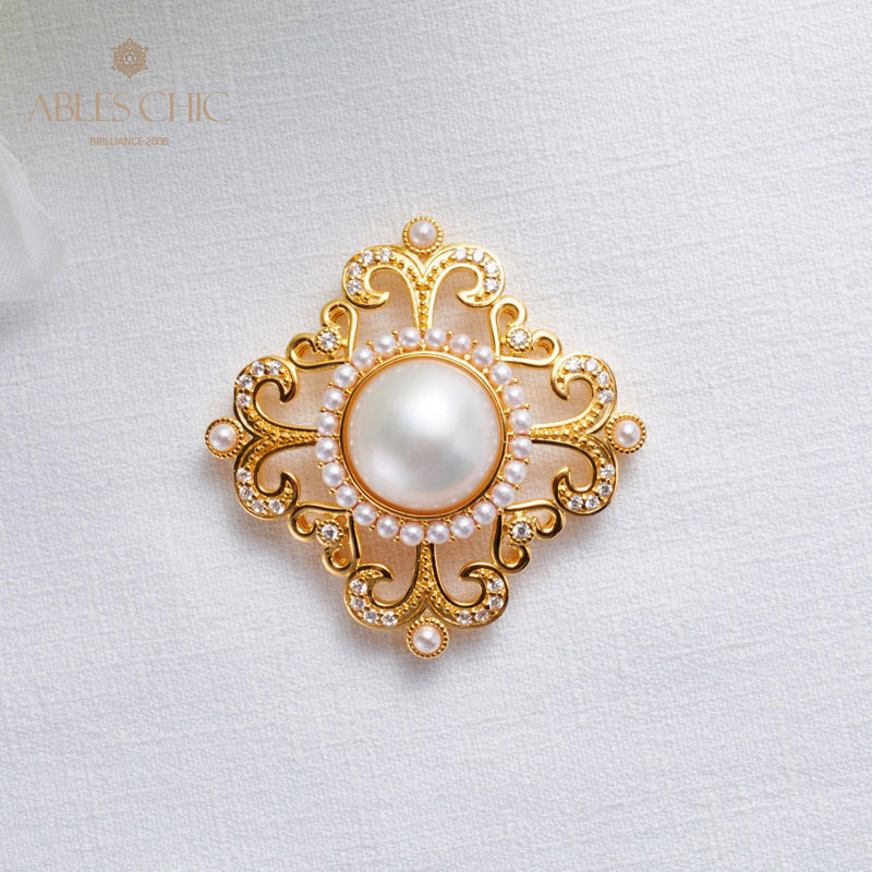 Mabe Pearl Filigree Halo Pendant 5821