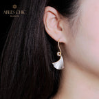 Fabric Element Ginkgo Leaf Earrings 5450