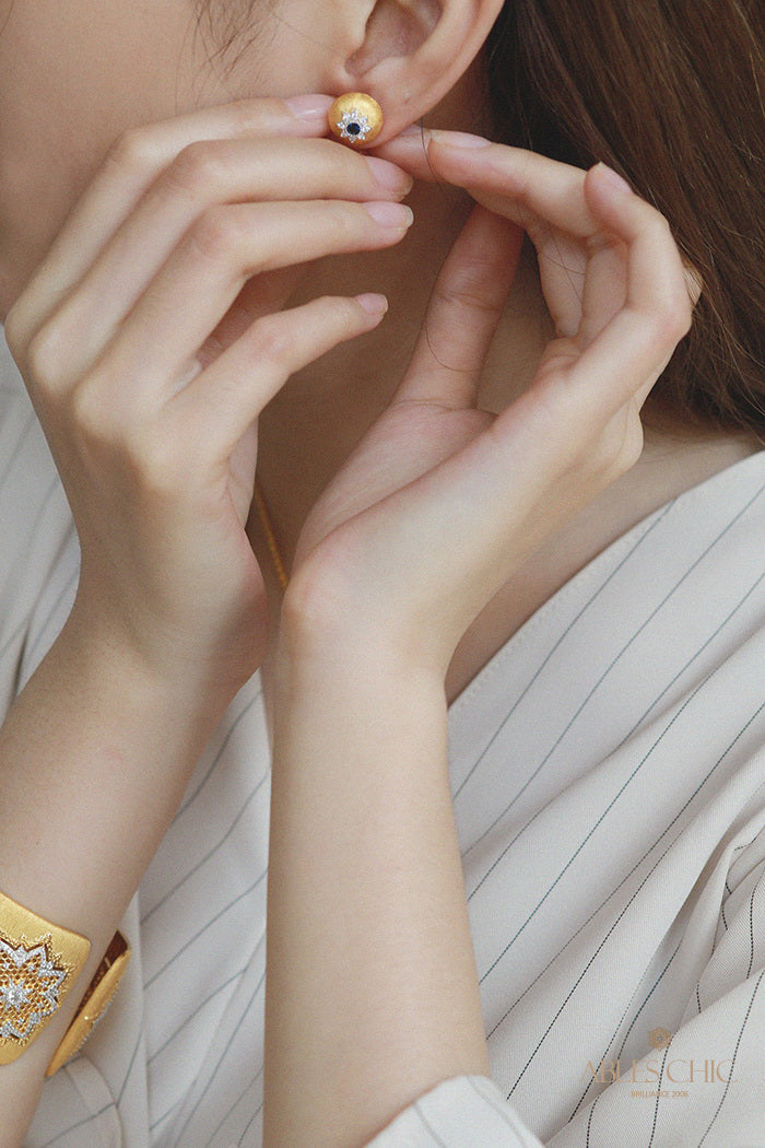 Dome Star Floral Earrings 5091