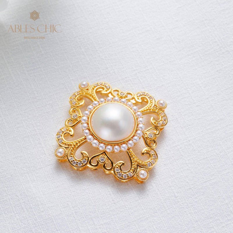 Mabe Pearl Filigree Halo Pendant 5821