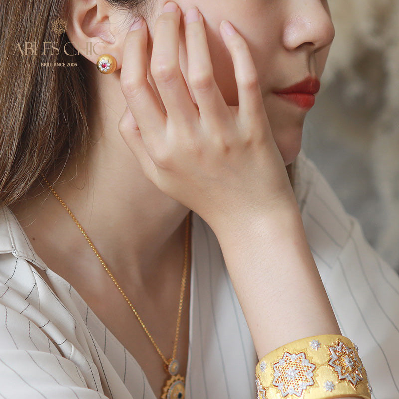 Dome Star Floral Earrings 5091