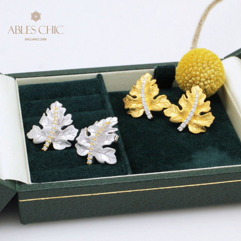 Maple Leaf Brushed Earrings 5141