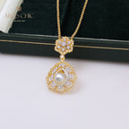 Filigree Teardrop Pearl Necklace 6275