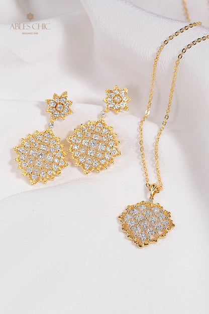 Honeycomb Filigree Starry Necklace 5007