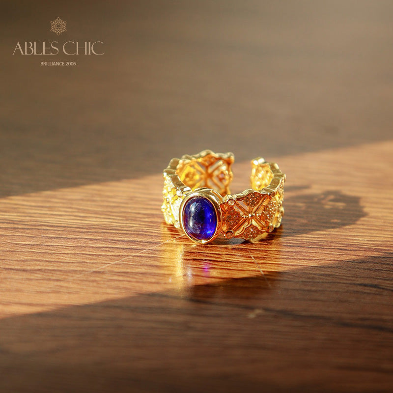 Sapphire Clover Floral Ring 5994