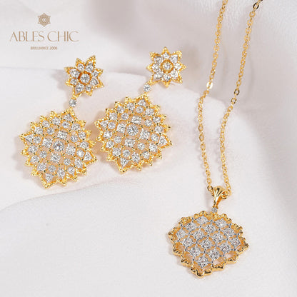 Starry Lace Fretwork Earrings 5006