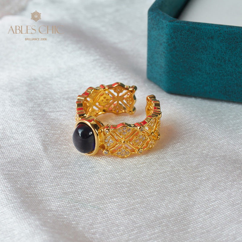 Sapphire Clover Floral Ring 5994