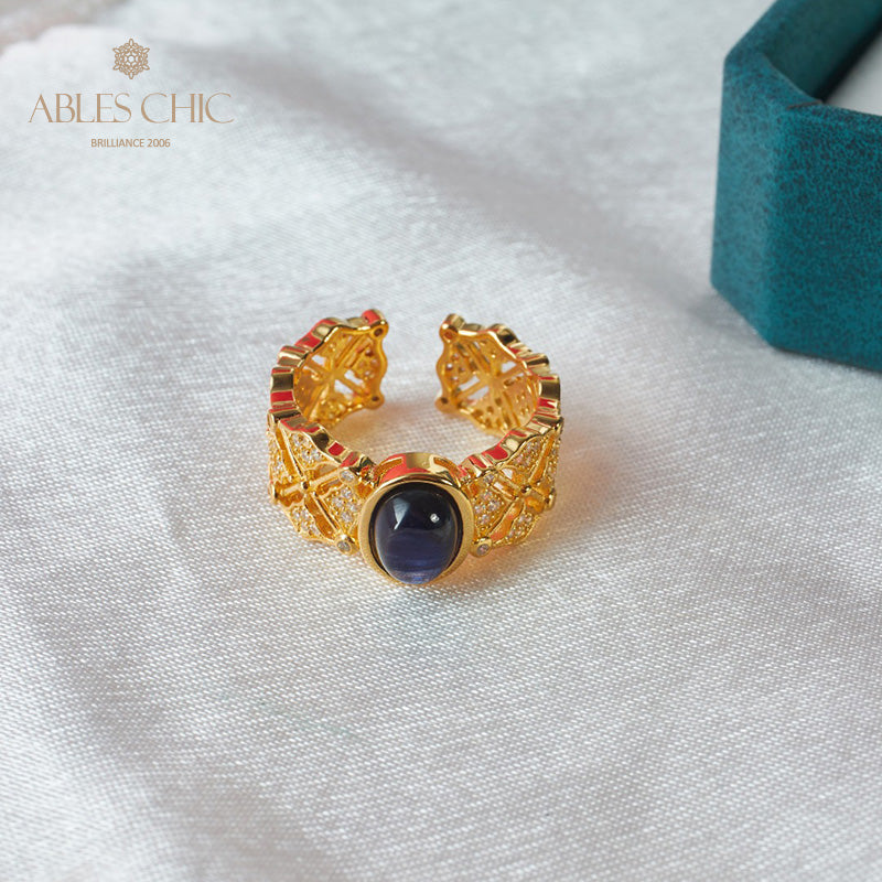 Sapphire Clover Floral Ring 5994