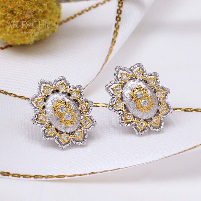 Fretwork Blossoms Flower Earrings 5262