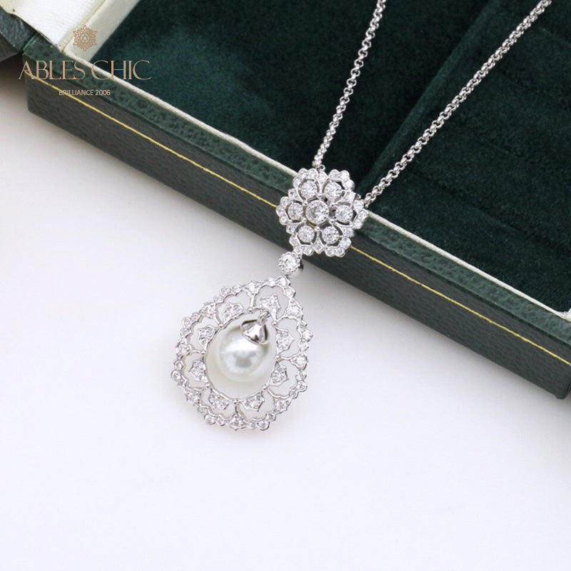 Filigree Teardrop Pearl Necklace 6275