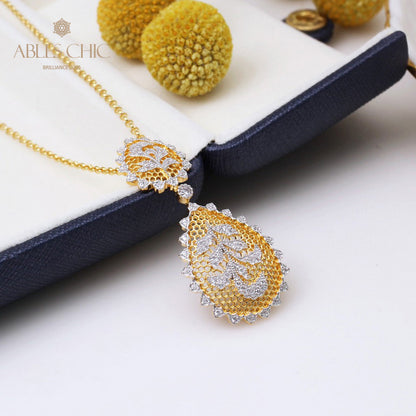 Lacy Filigree Floral Necklace 5340