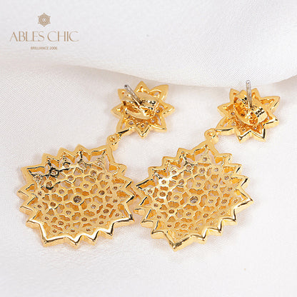 Starry Lace Fretwork Earrings 5006