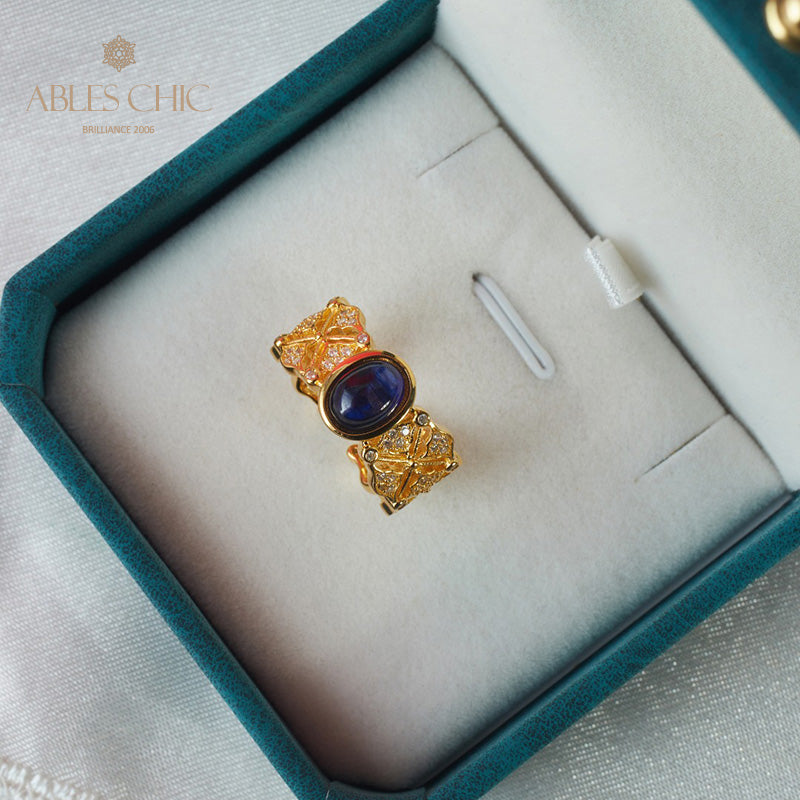 Sapphire Clover Floral Ring 5994