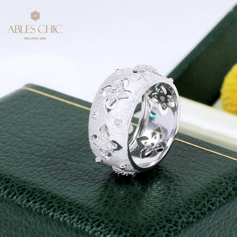 Silky CZ Clovers Floral Ring 5571