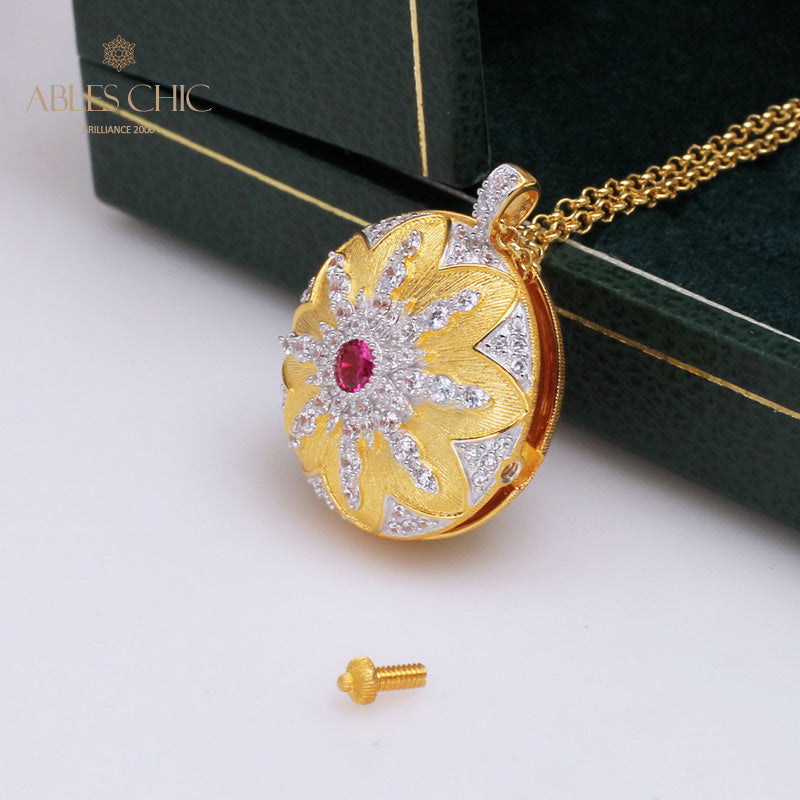 Ruby CZ Locket Pendant 5210