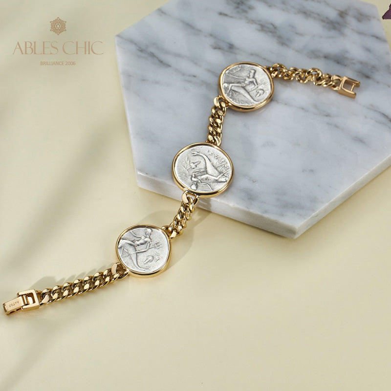 Byzantine Dolphin Lira Coins Bracelet