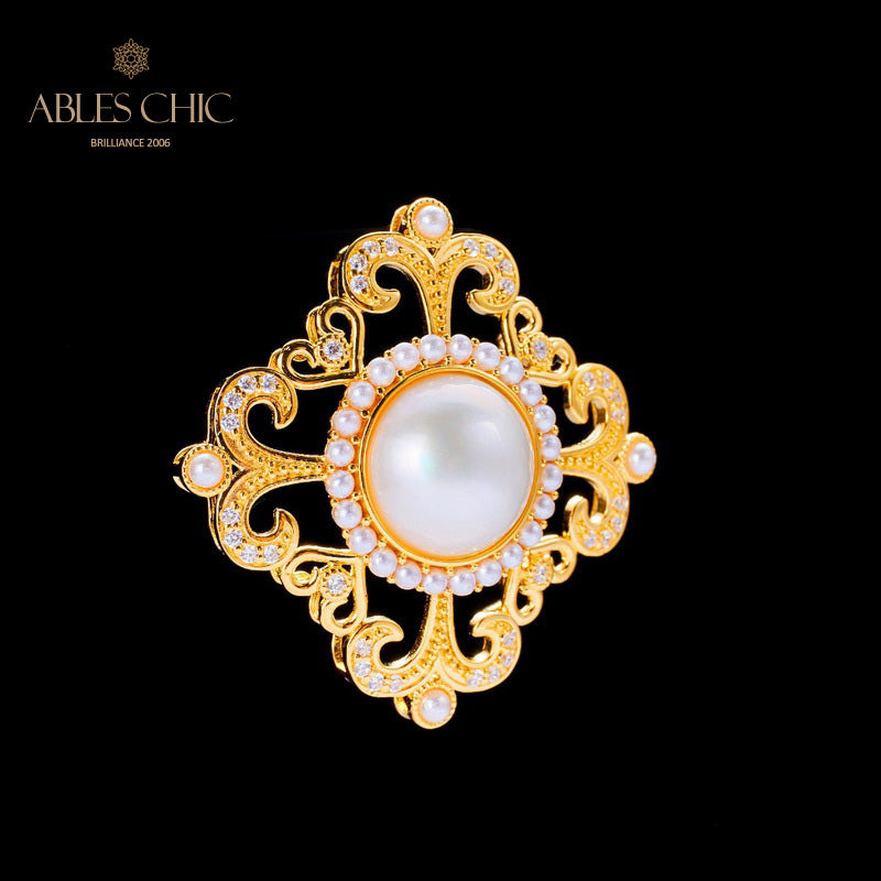 Mabe Pearl Filigree Halo Pendant 5821