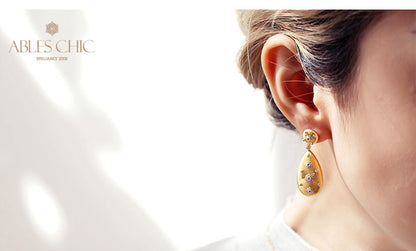 Silky Teardrop Starry Earrings 5050