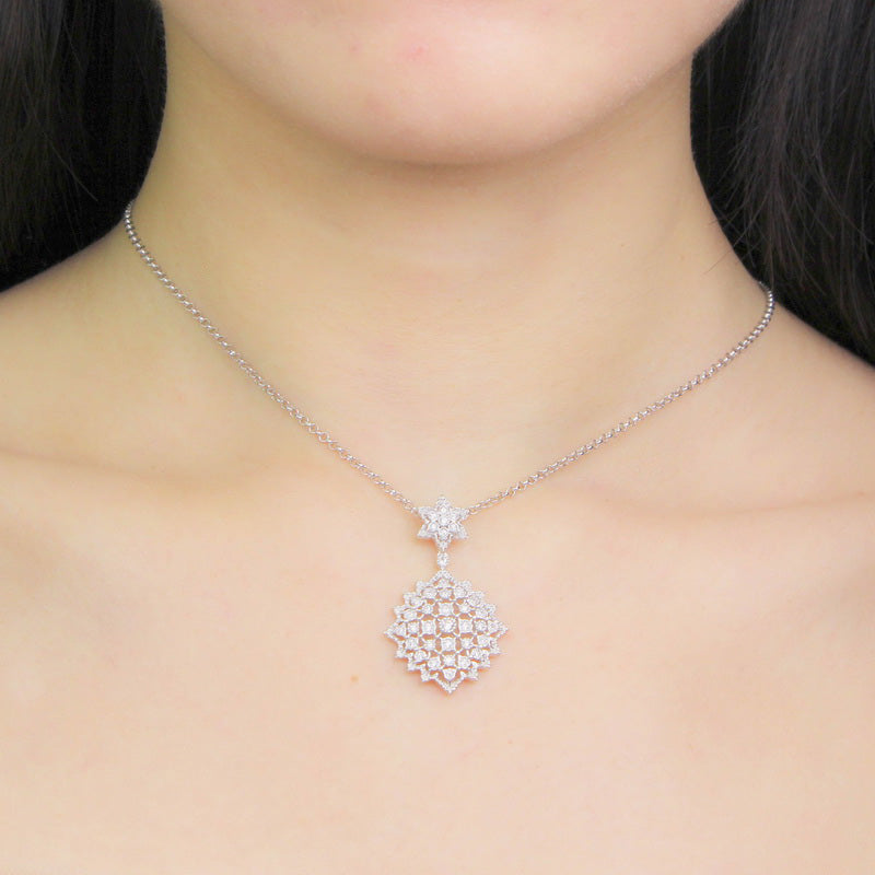 Honeycomb Filigree Starry Necklace 5007