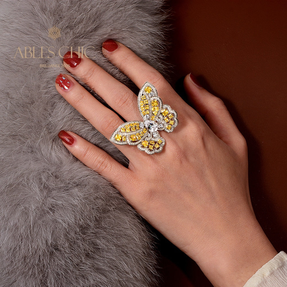 Citrine Butterfly Statement Ring R1115