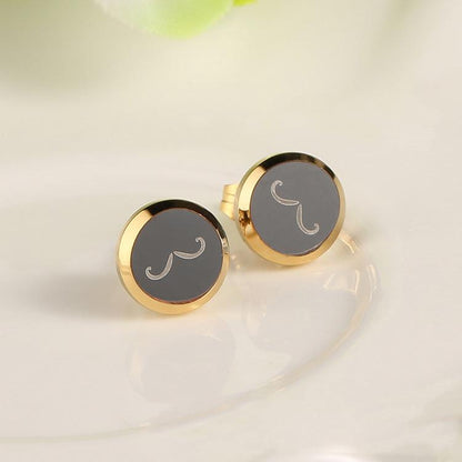 Gold Tungsten Carbide Stud Mustache Earrings Plated Wholesale - Ables Mall