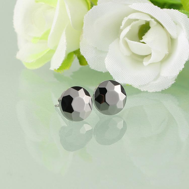 White Tungsten Carbide Faceted Round Stud Post Earrings Wholesale - Ables Mall