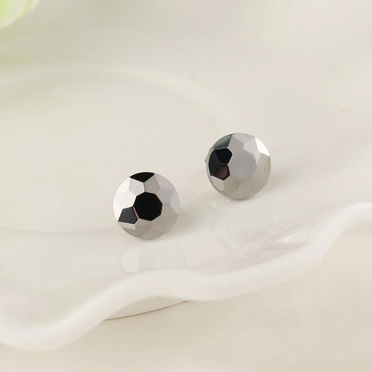 White Tungsten Carbide Faceted Round Stud Post Earrings Wholesale - Ables Mall